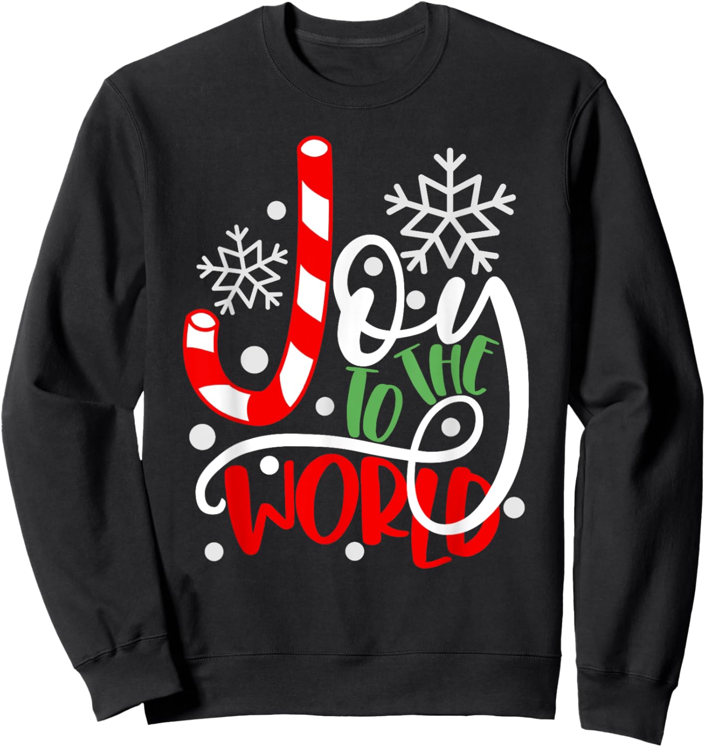 Joy to the World Candy Cane Christmas Sweatshirt - Sweatshirt | Black
