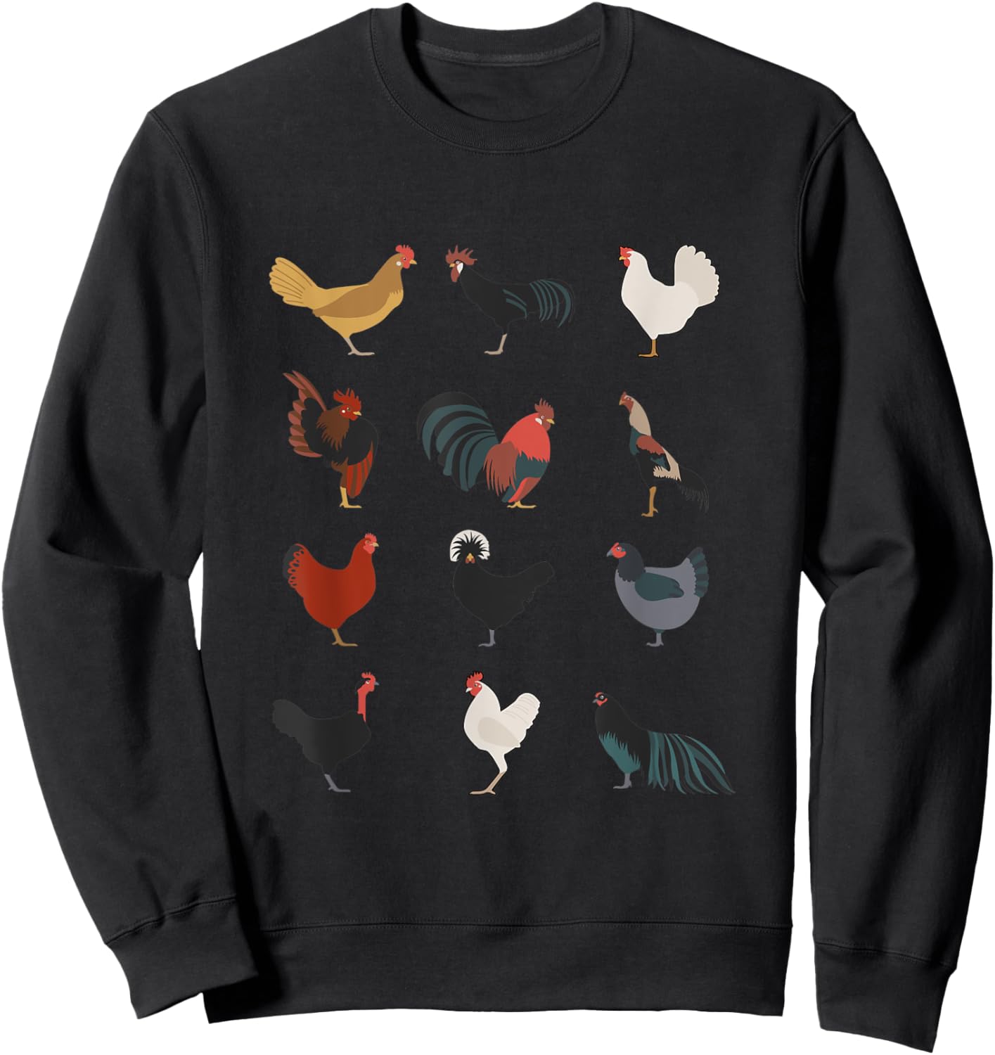 Beautiful Chickens Many Different Chicken Breeds Farming Sweatshirt - Sweatshirt | Black