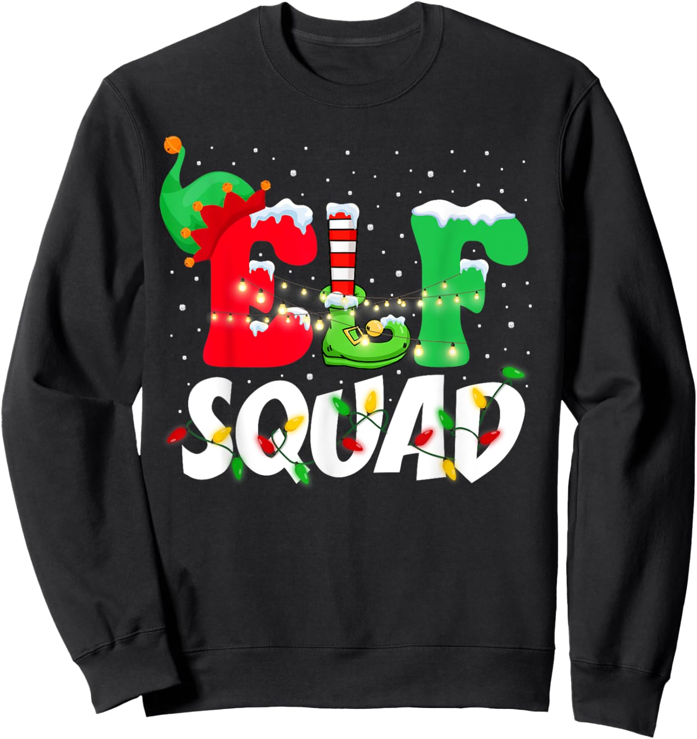 Elf Family Christmas Matching Pajamas XMas Shirt, Elf Squad Sweatshirt - Sweatshirt | Black