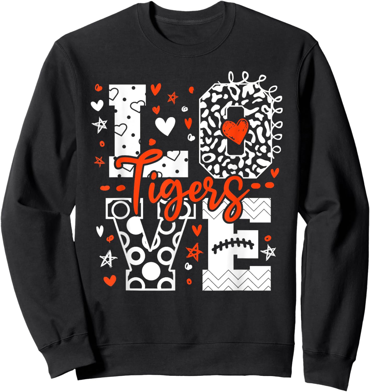 Vintage Love Tigers School Sports Name Women Kids Sweatshirt - Sweatshirt | Black