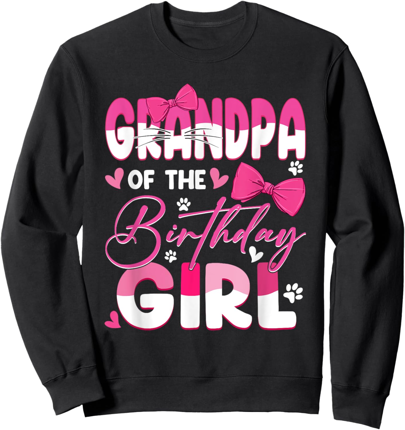 Grandpa Of The Birthday Girl Cat Kitty Family Matching Sweatshirt - Sweatshirt | Black