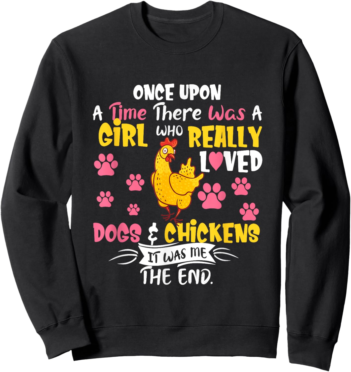 Funny Chicken Dog Lover Girls Farmer Sweatshirt - Sweatshirt | Black