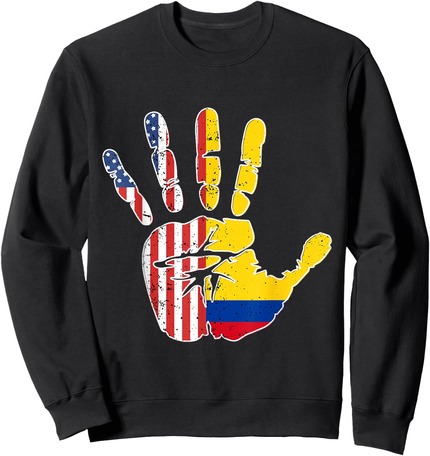 US Colombia Handprint Flag Proud Colombian American Heritage Sweatshirt - Sweatshirt | Black