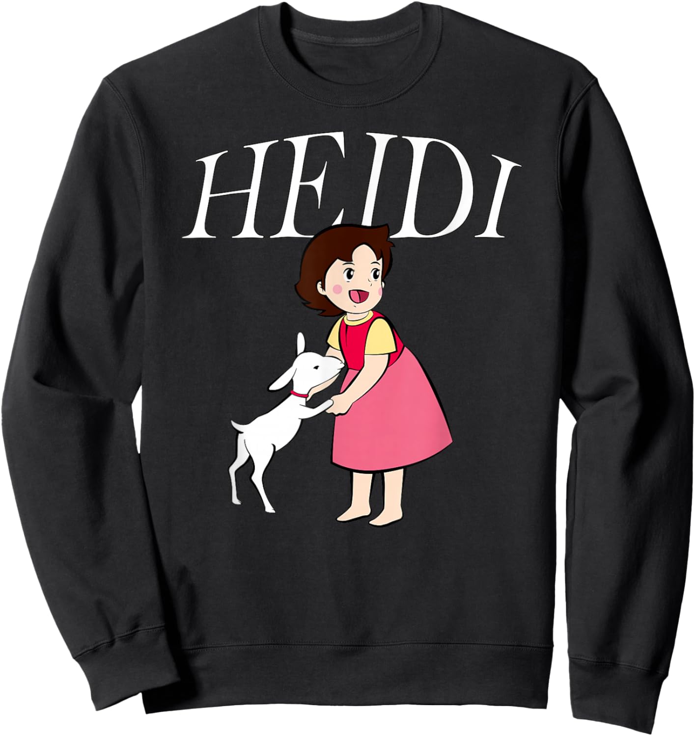Heidi with Goat Cute Cartoon TV Series with Logo Sweatshirt - Sweatshirt | Black