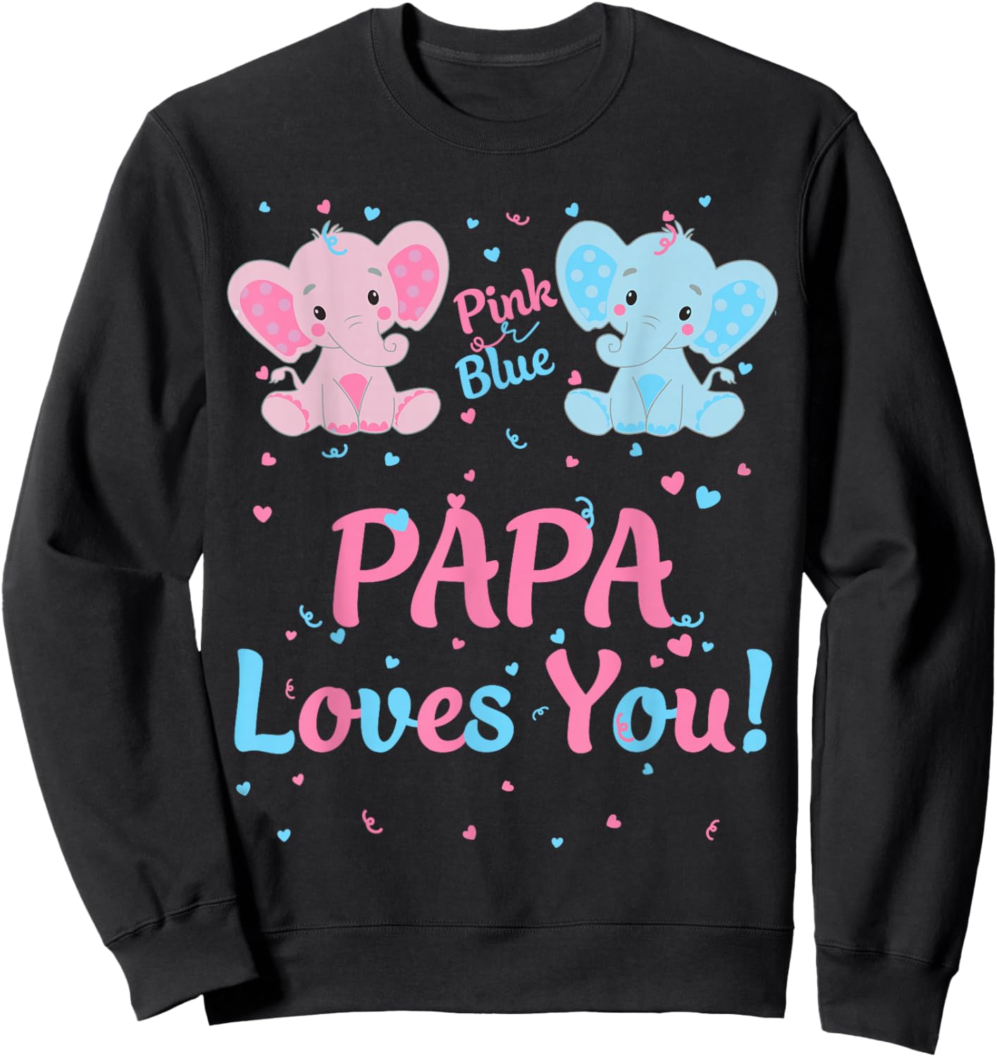 Papa Gender Reveal Elephant Pink Blue Matching Family Father Sweatshirt - Sweatshirt | Black