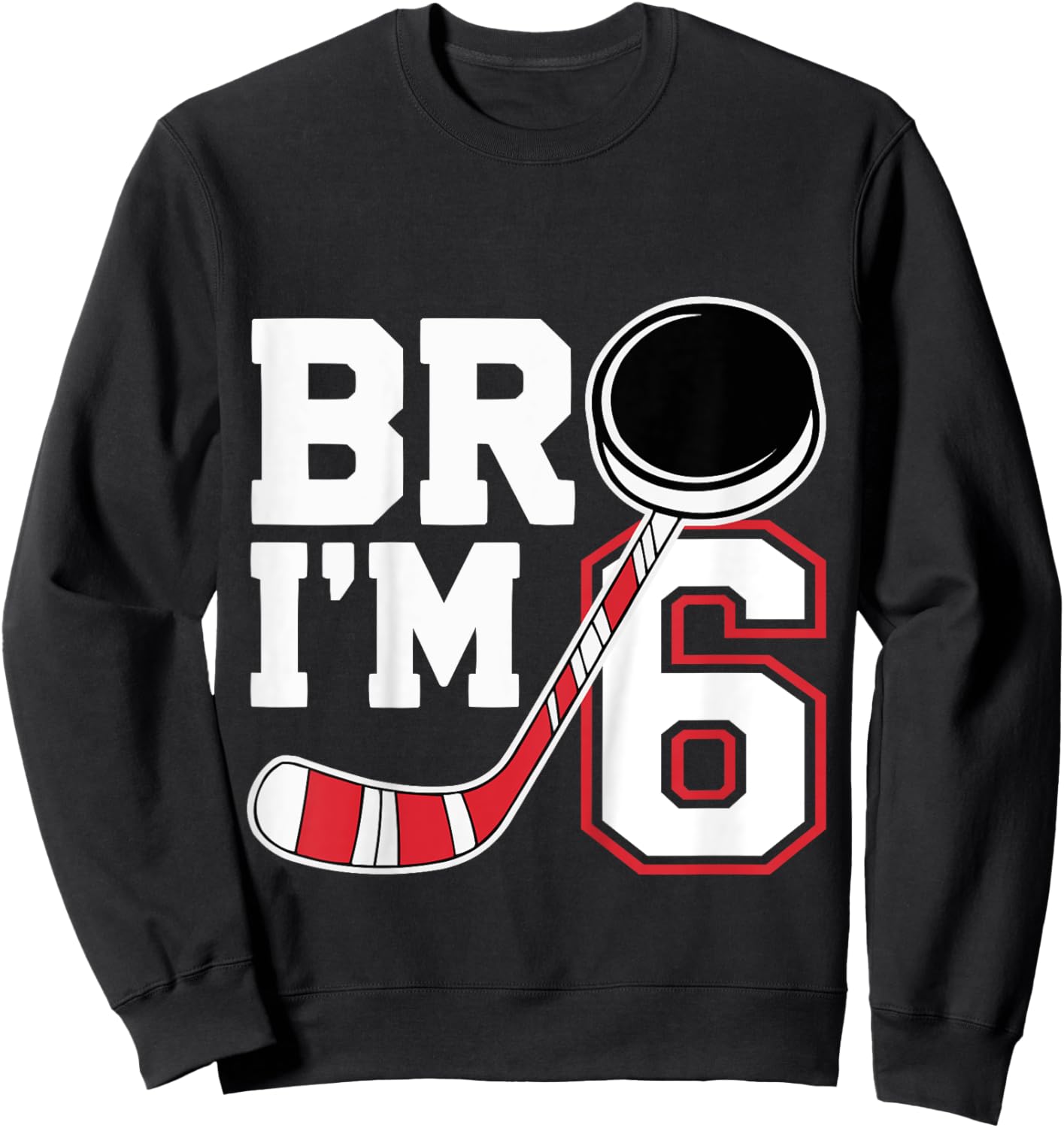 Kids Six Years Old 6th Birthday Hockey Player Birthday Sweatshirt - Sweatshirt | Black