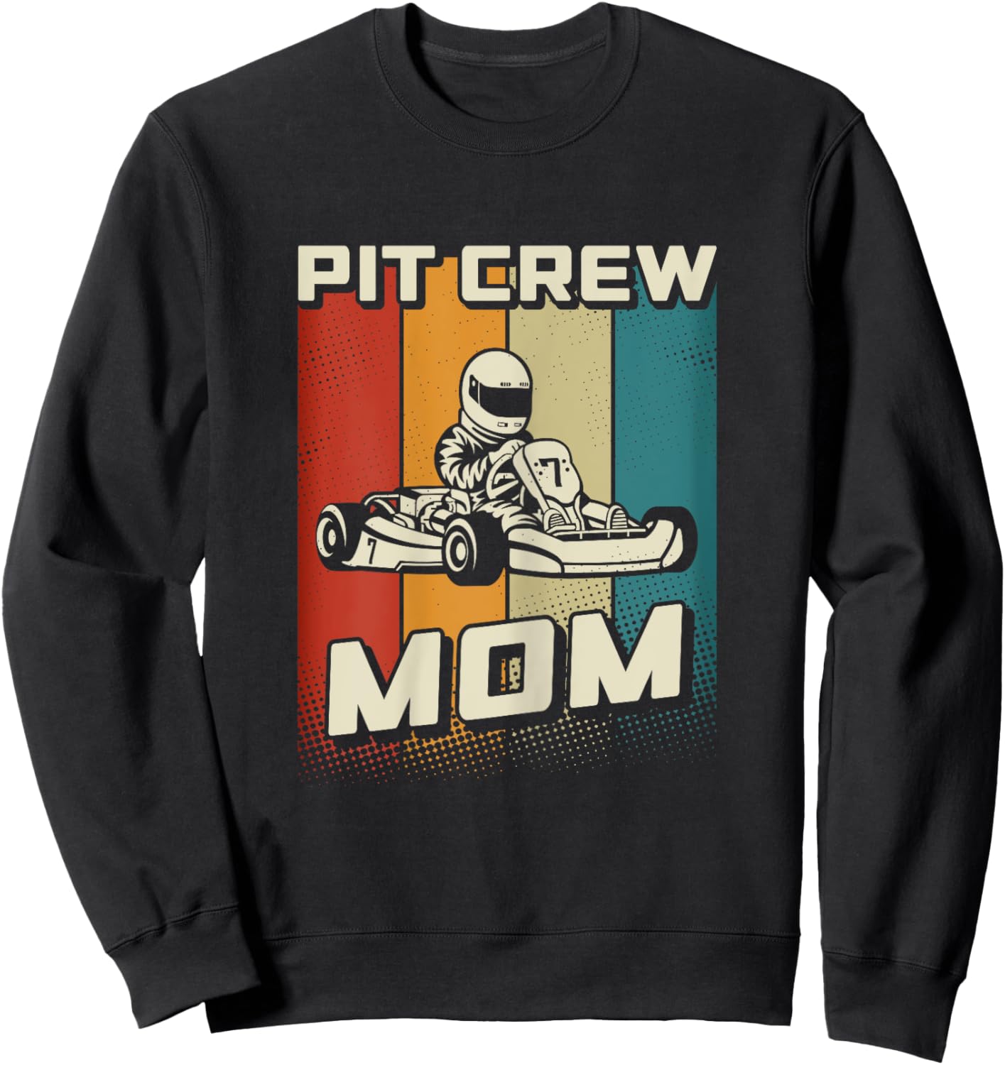Pit Crew Mom Karting Birthday Party Racing Go Kart Mom Sweatshirt - Sweatshirt | Black