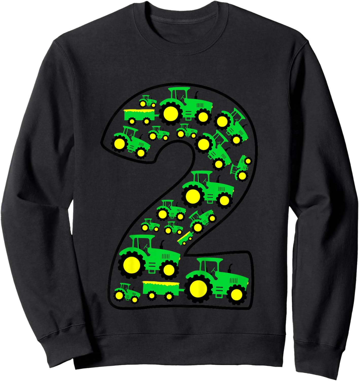 Kids Farm Tractor Boy 2nd Birthday 2 Year Old Toddler Birthday Sweatshirt - Sweatshirt | Black