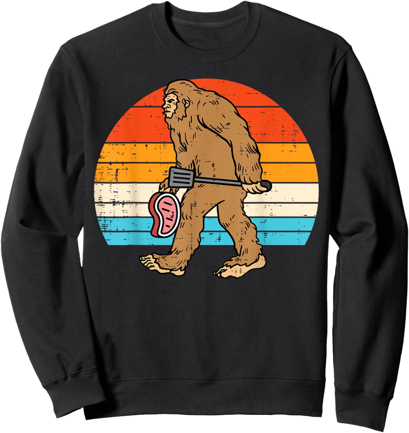 Bigfoot Sasquatch Bbq Retro Barbecue Grilling Men Women Kids Sweatshirt - Sweatshirt | Black