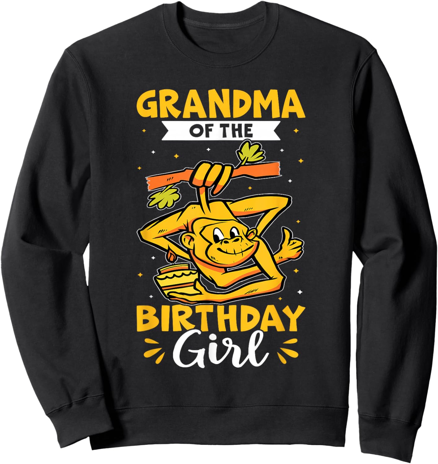 Grandma Of The Birthday Girl Monkey Sweatshirt - Sweatshirt | Black