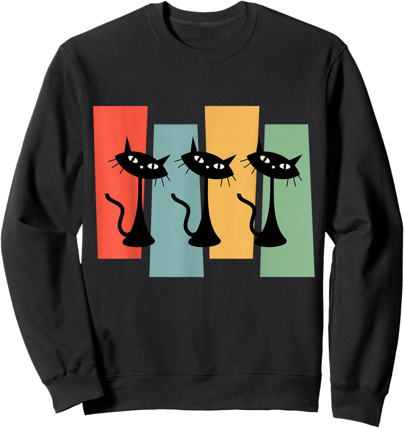 Cats Midcentury Retro Atomic Age Mid Century Geometric Style Sweatshirt - Sweatshirt | Black