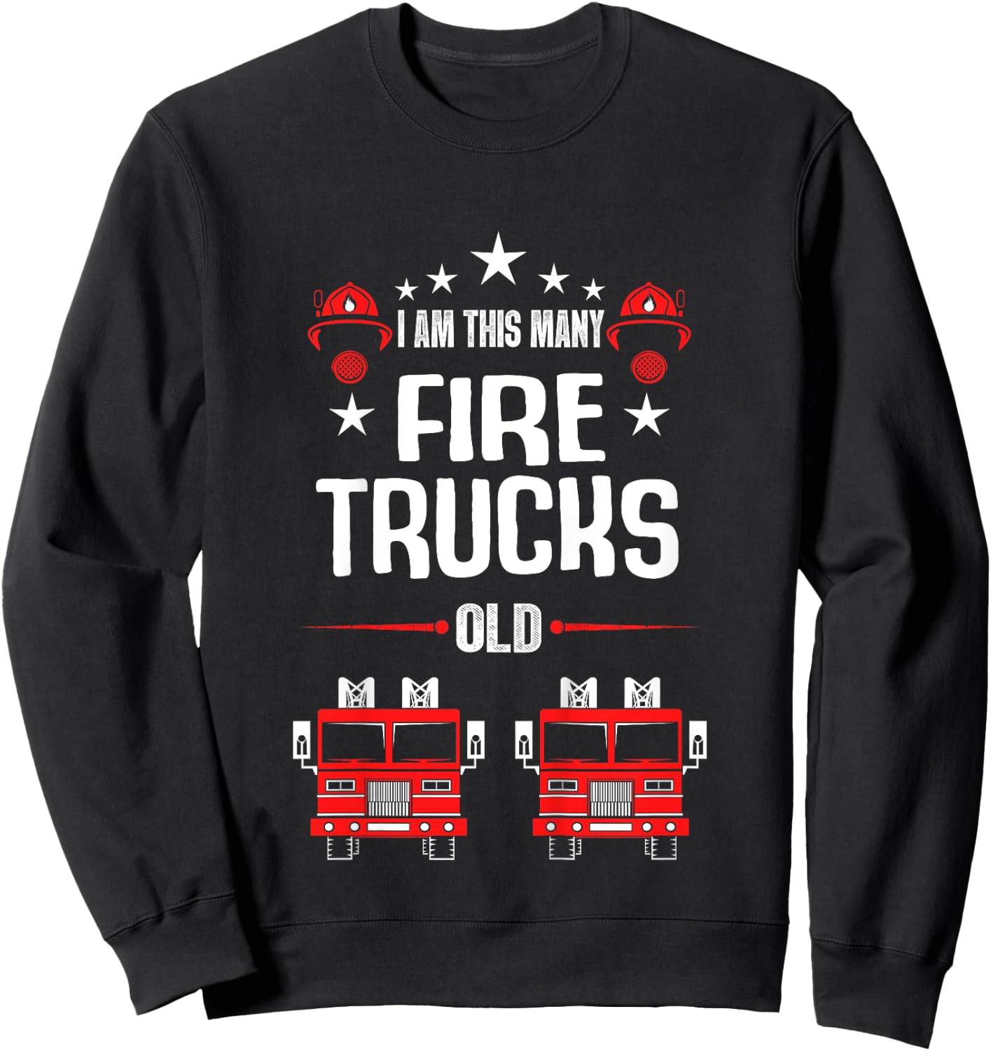 I'm This Many Firetruck Illustration 2nd Birthday Child Sweatshirt - Sweatshirt | Black
