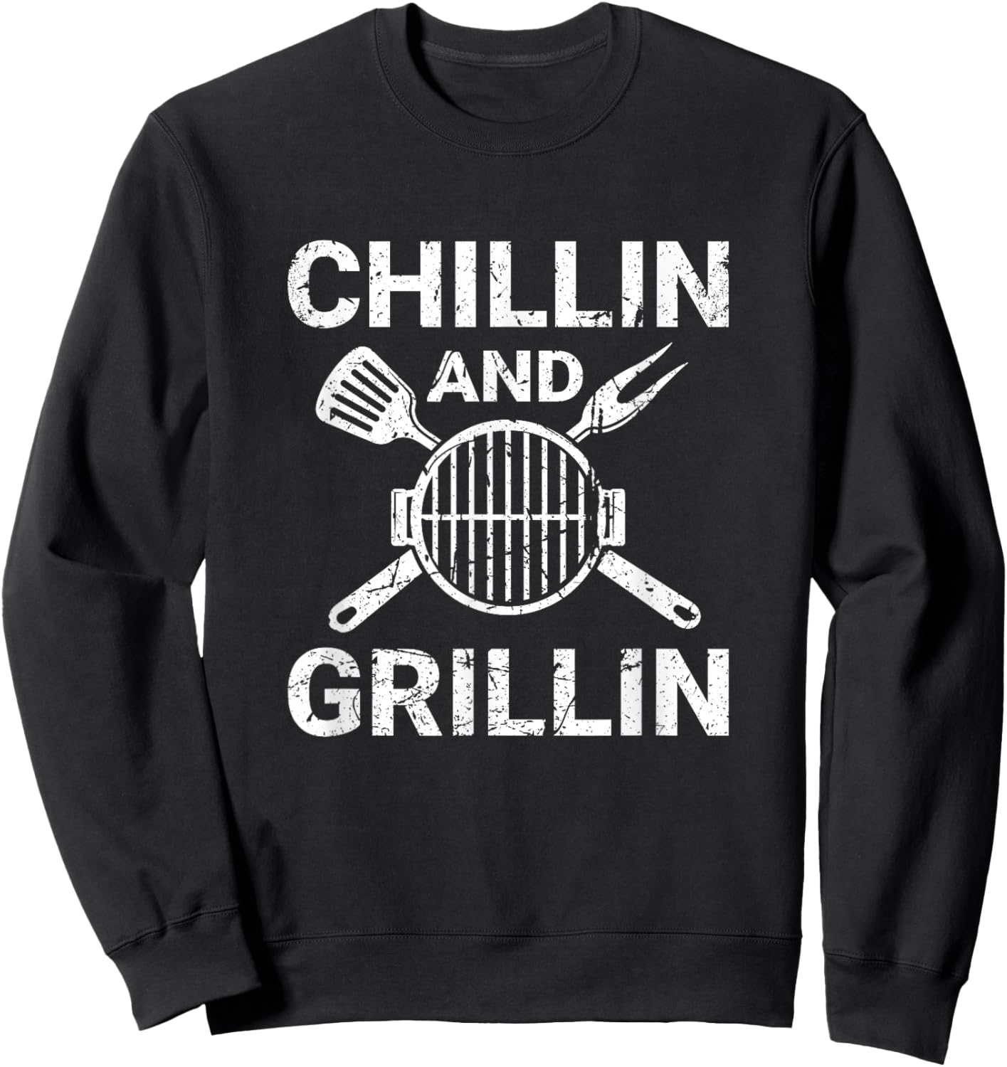 Vintage Chilling and Grilling Cookout BBQ Sweatshirt - Sweatshirt | Black