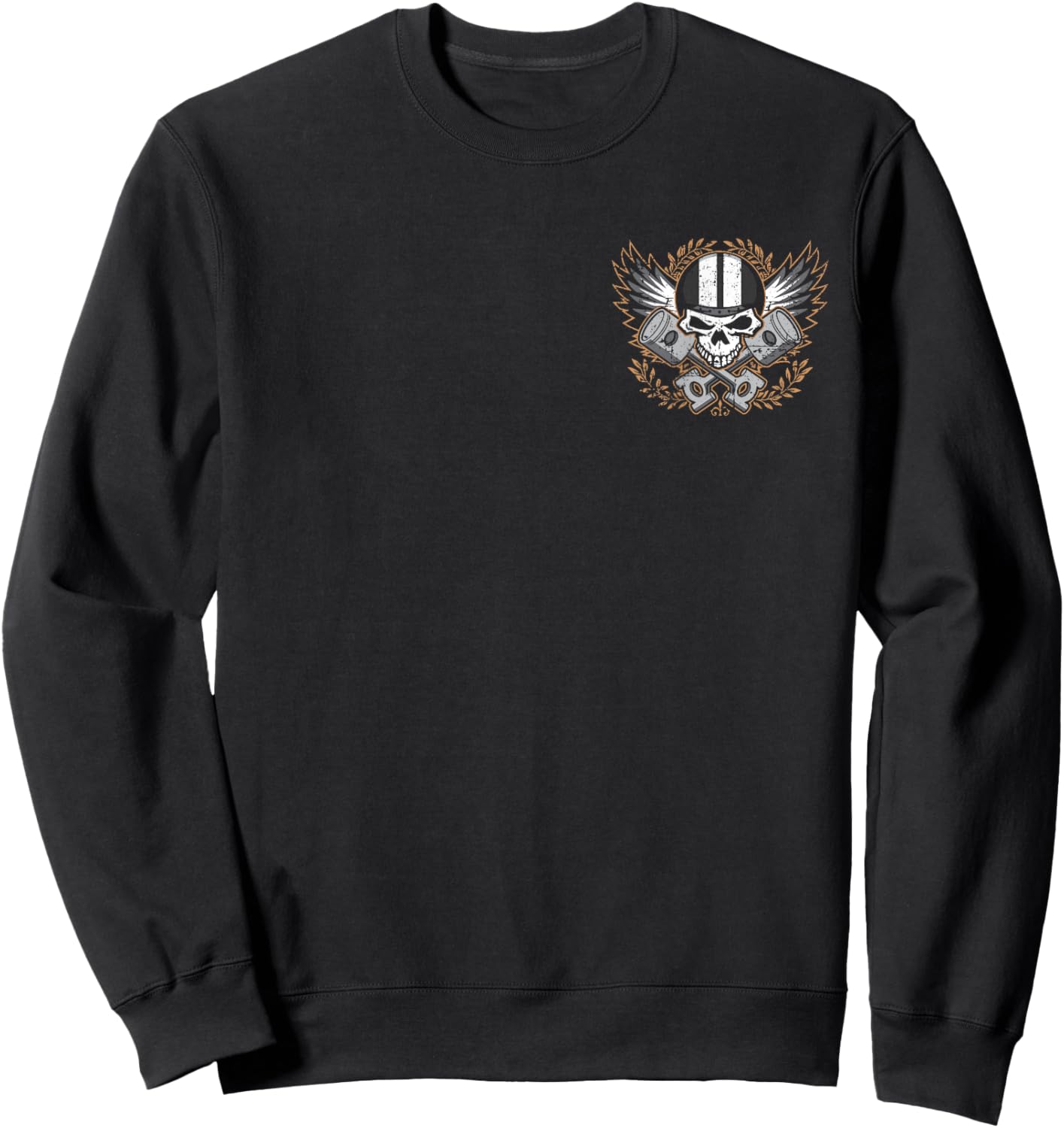 Live to Ride, Ride to Live Biker Skull Distressed Design Sweatshirt - Sweatshirt | Black