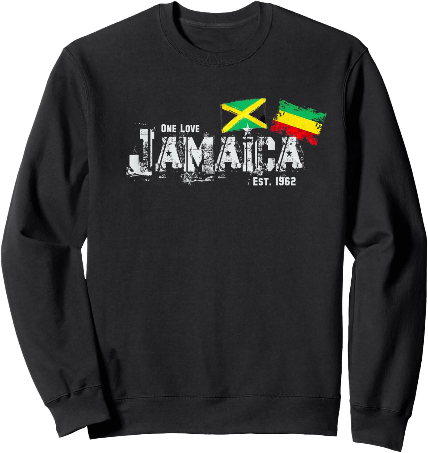 Jamaica a Love Rastafari Flag Sweatshirt - Sweatshirt | Black