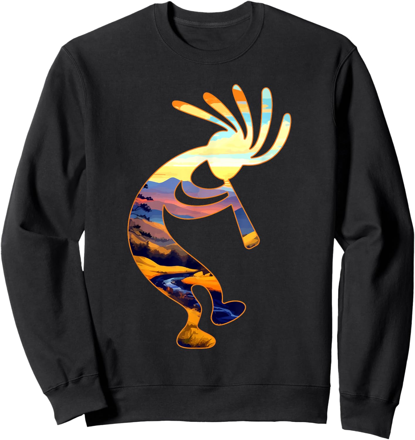 Dancing Kokopelli Southwestern USA Symbol Sweatshirt - Sweatshirt | Black