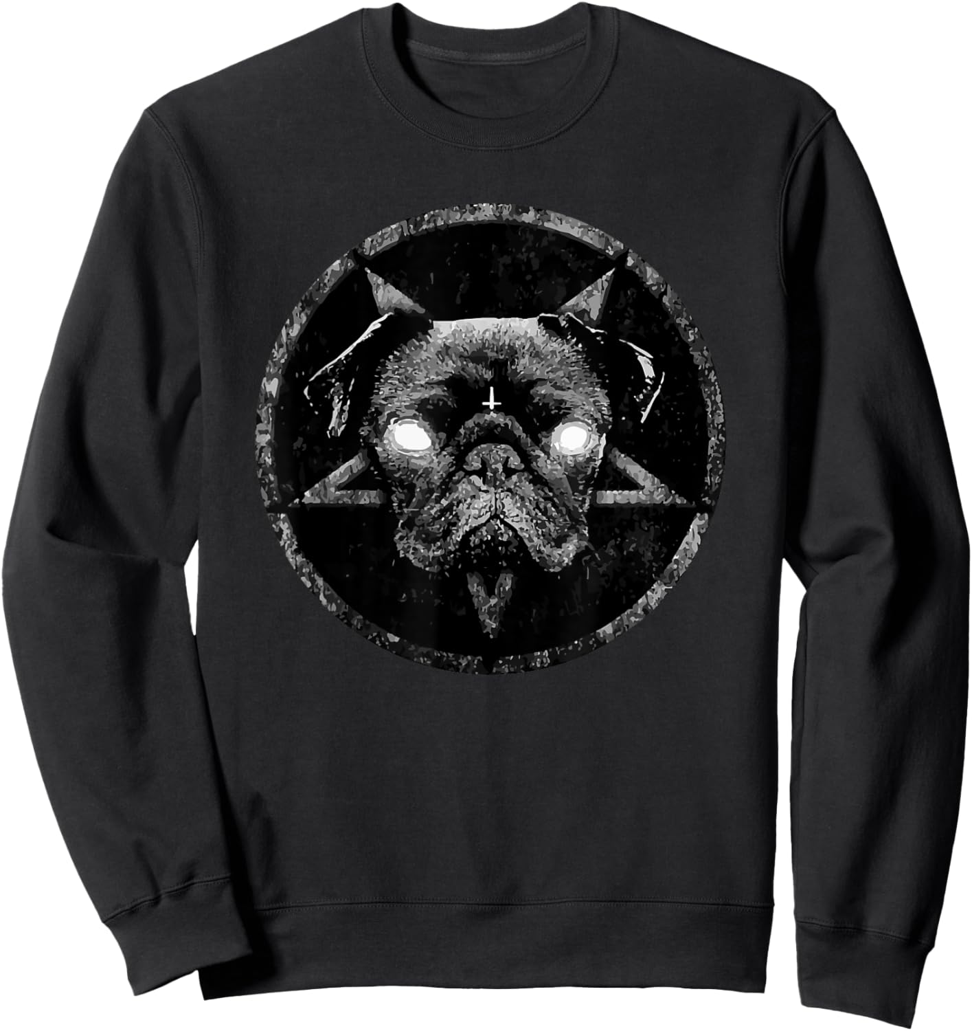 Goth Gothic Occult Aesthetic Meme Art Funny Pug Dog Women Sweatshirt - Sweatshirt | Black