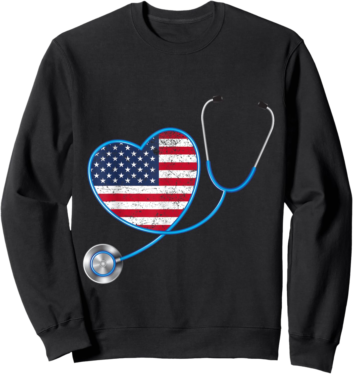 USA Flag Heart 4th Of July Gifts Nurse Kids Men Sweatshirt - Sweatshirt | Black