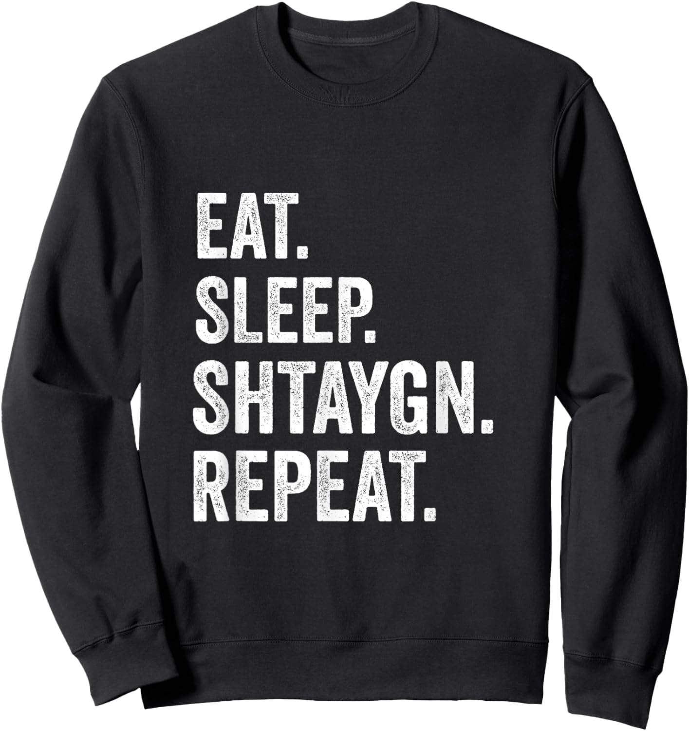 Eat Sleep Shtaygn Repeat Torah Yeshiva Jewish Summer Camp Sweatshirt - Sweatshirt | Black