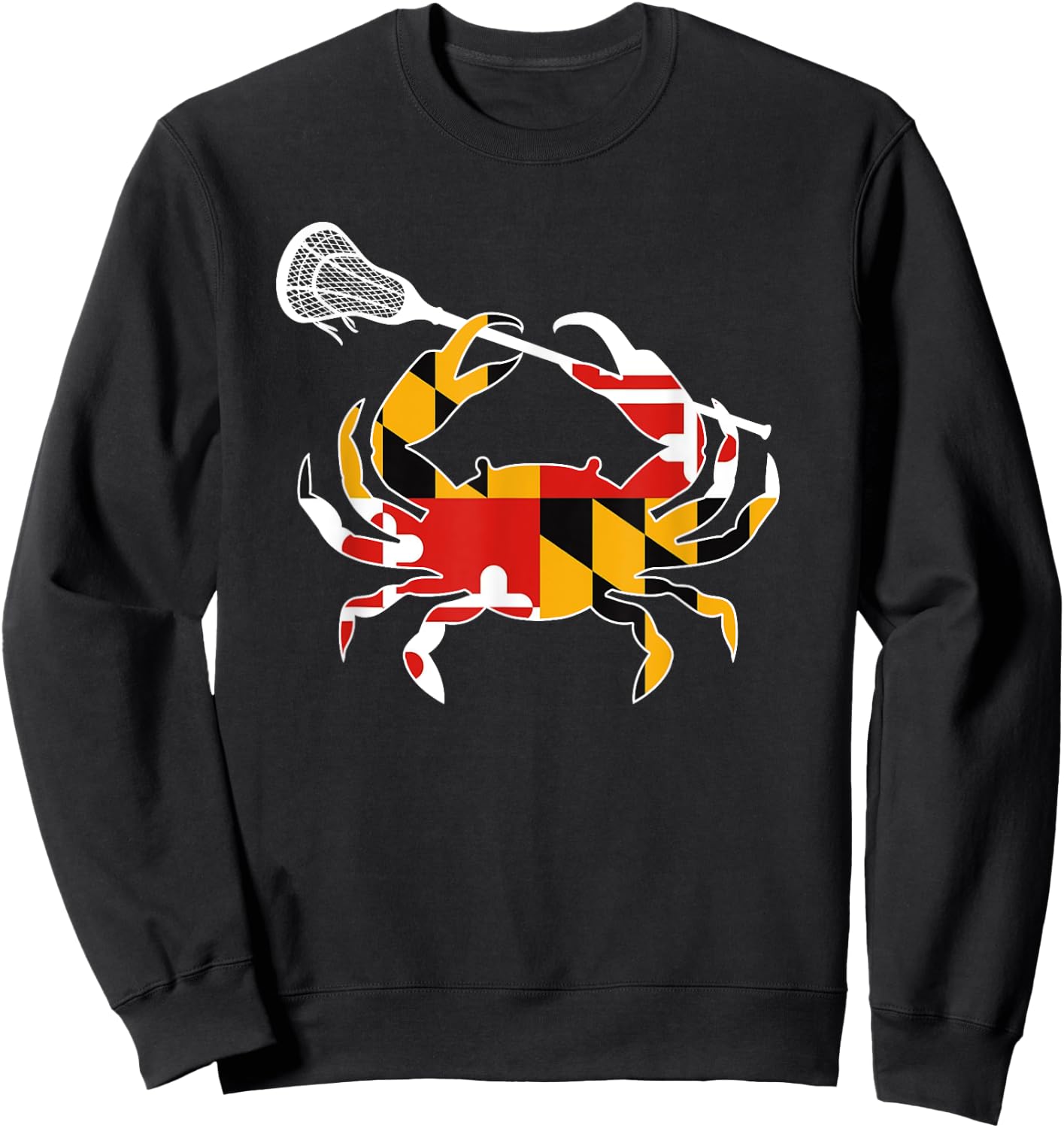 Maryland State Flag Crab Lacrosse Complete Stick Boys & Girl Sweatshirt - Sweatshirt | Black