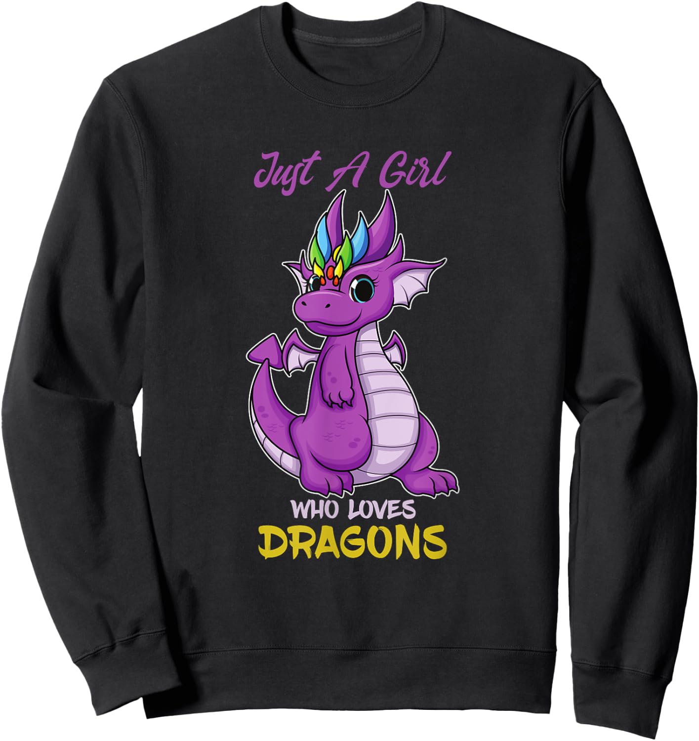 Just A Girl Loves Dragons Girls Dragon Kids Pyjamas Sweatshirt - Sweatshirt | Black