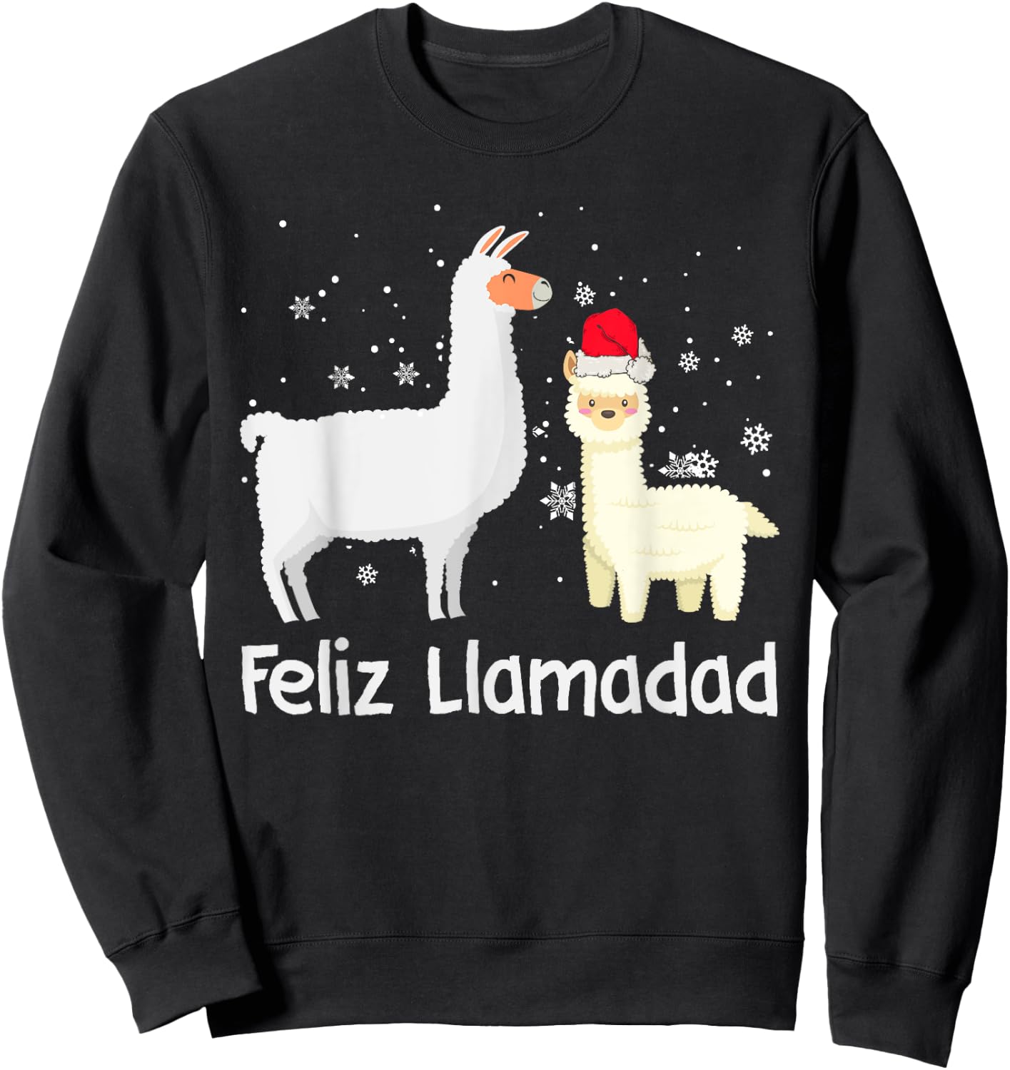 Fleece Navidad Feliz Llamadad LLama Christmas Navidad Sweatshirt - Sweatshirt | Black