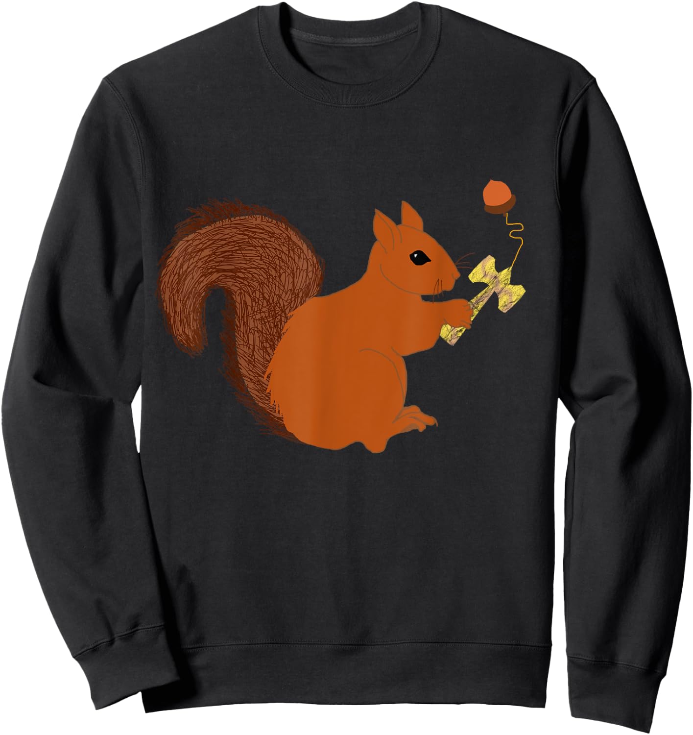Kendama Sweet Squirrel Playing Kendama Cup Sports Sweatshirt - Sweatshirt | Black