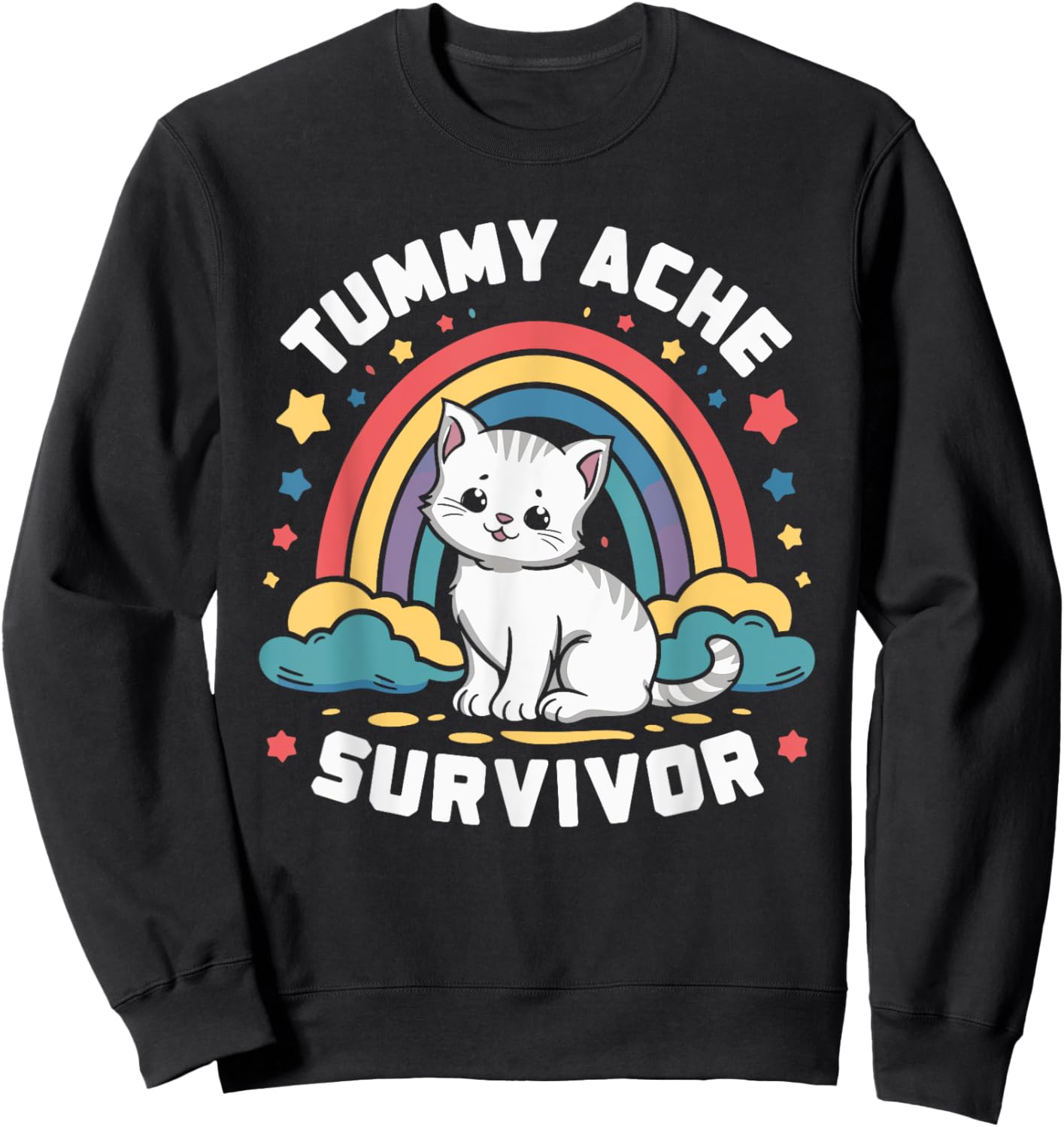 Tummy Ache Survivor Cat Sweatshirt - Sweatshirt | Black