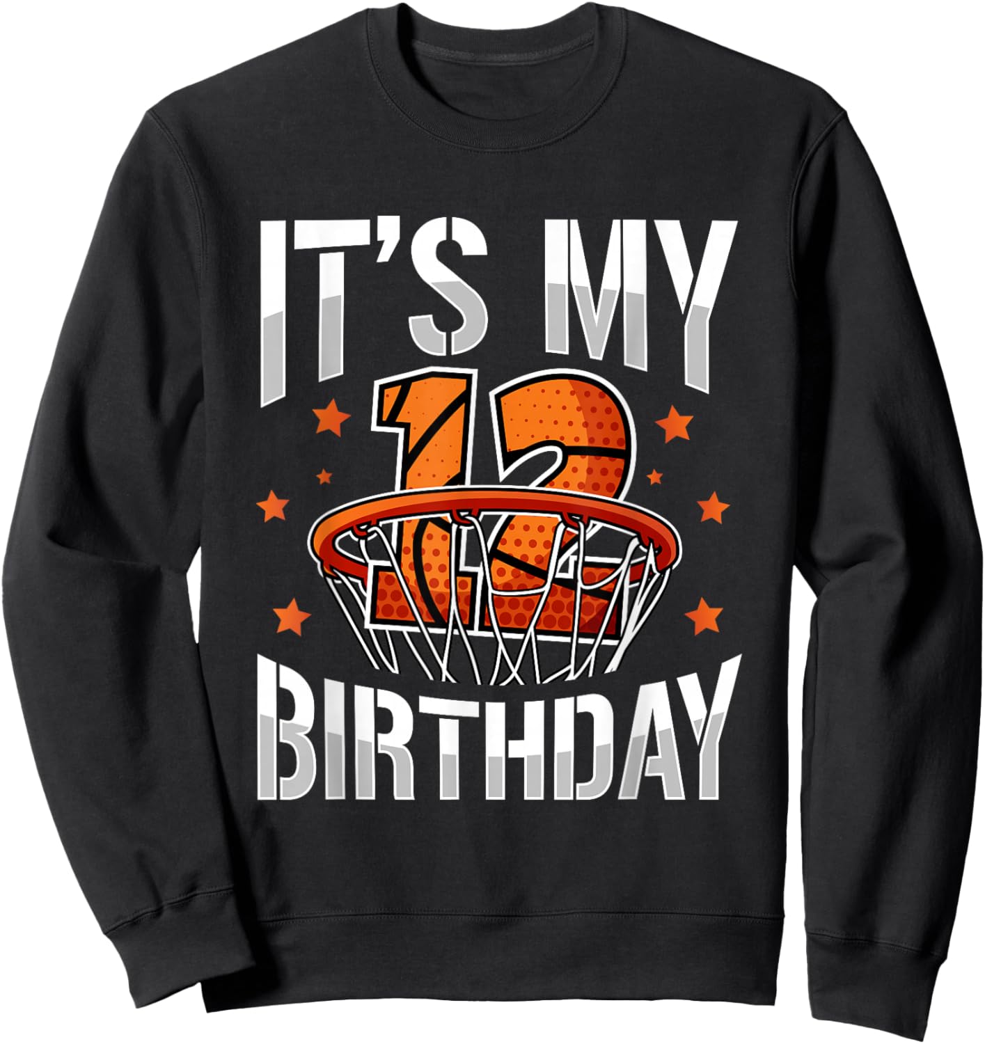 12 Years Old 12th Birthday Basketball Party Boys Kids Sweatshirt - Sweatshirt | Black