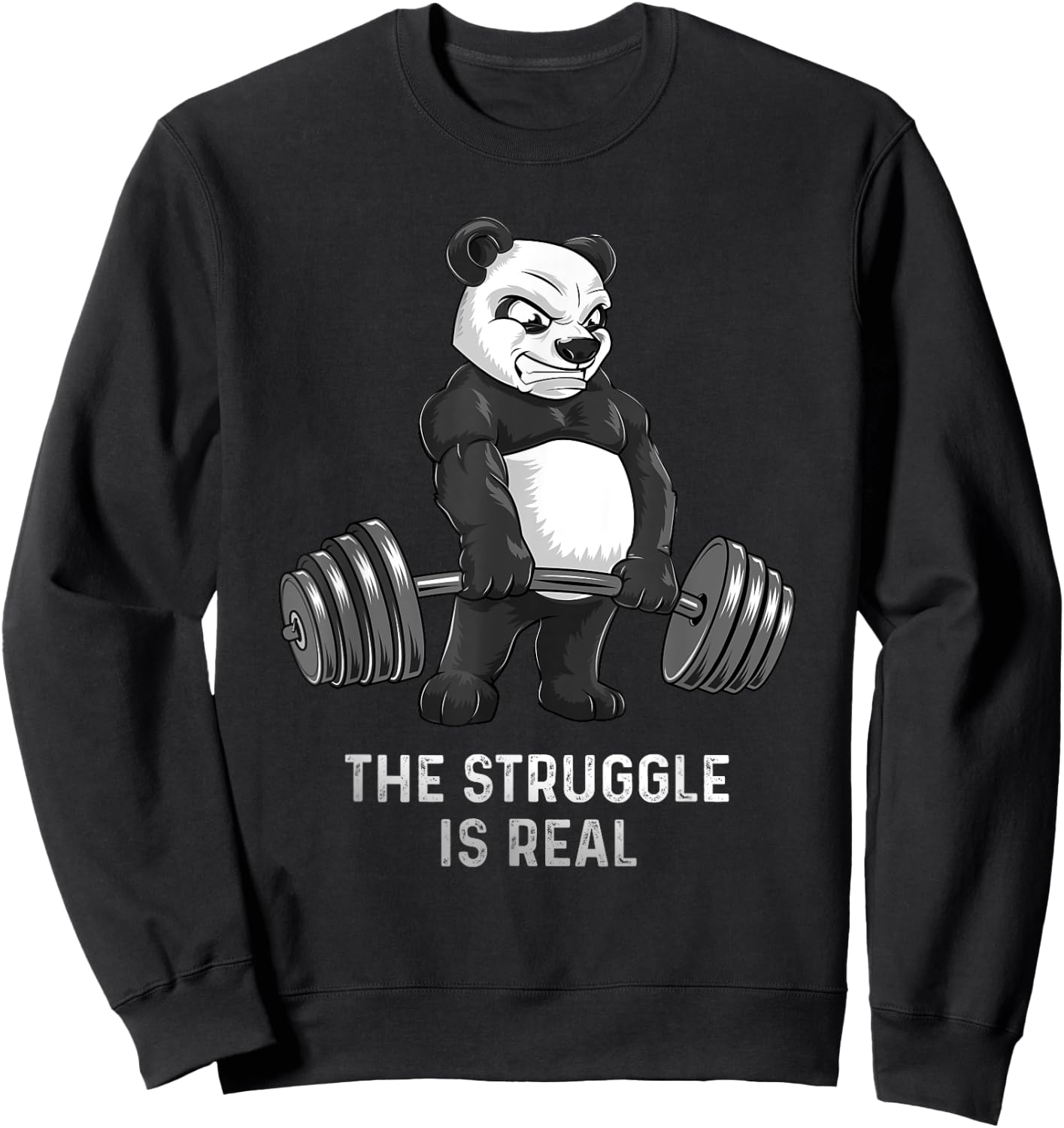 Panda Bear Deadlift SHIRT Powerlifter Funny Bodybuilding Sweatshirt - Sweatshirt | Black