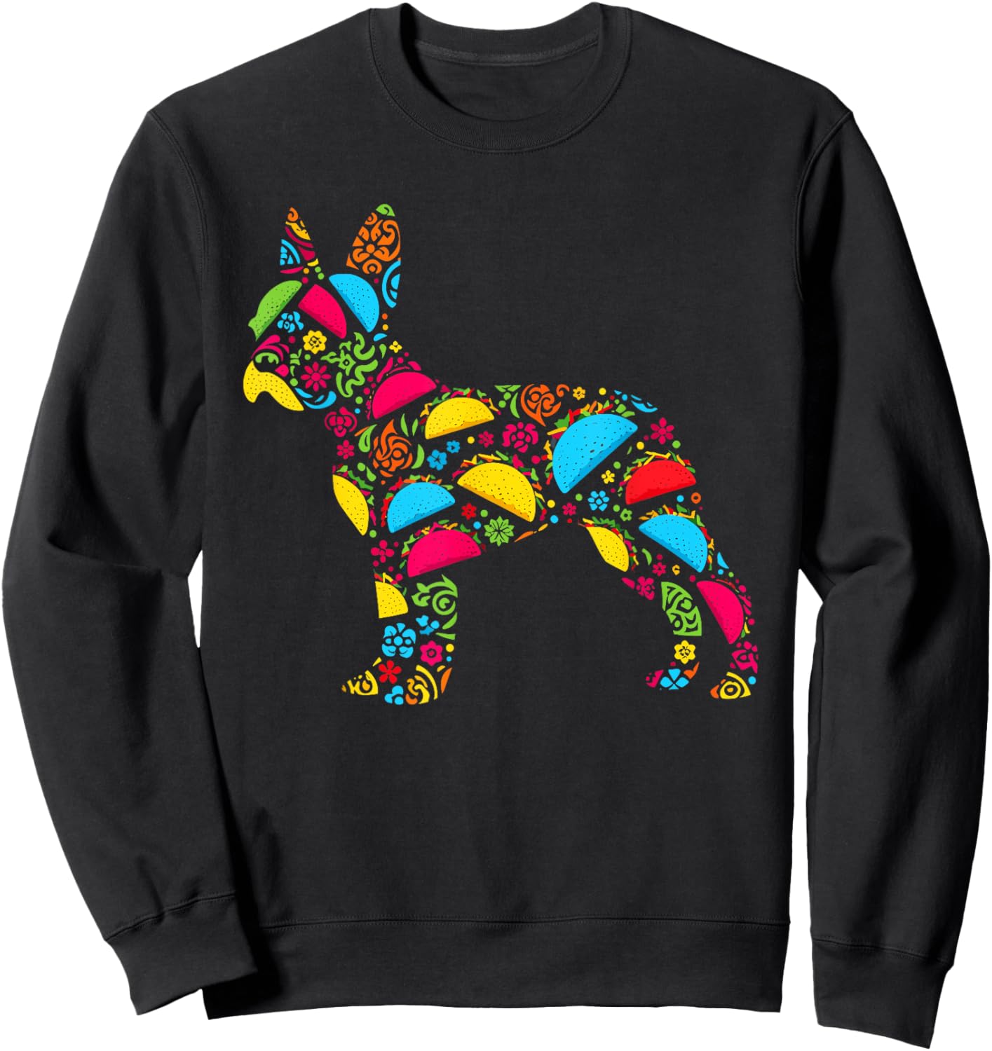 Boston Terrier Tacos Mexican Cinco De Mayo Taco Sweatshirt - Sweatshirt | Black