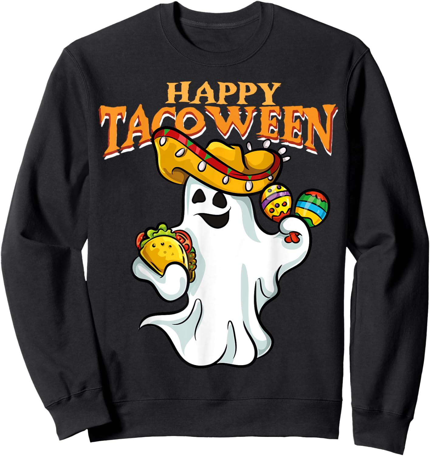 Tacoween Halloween Mexico Mexican Ghost Taco Costume Sweatshirt - Sweatshirt | Black