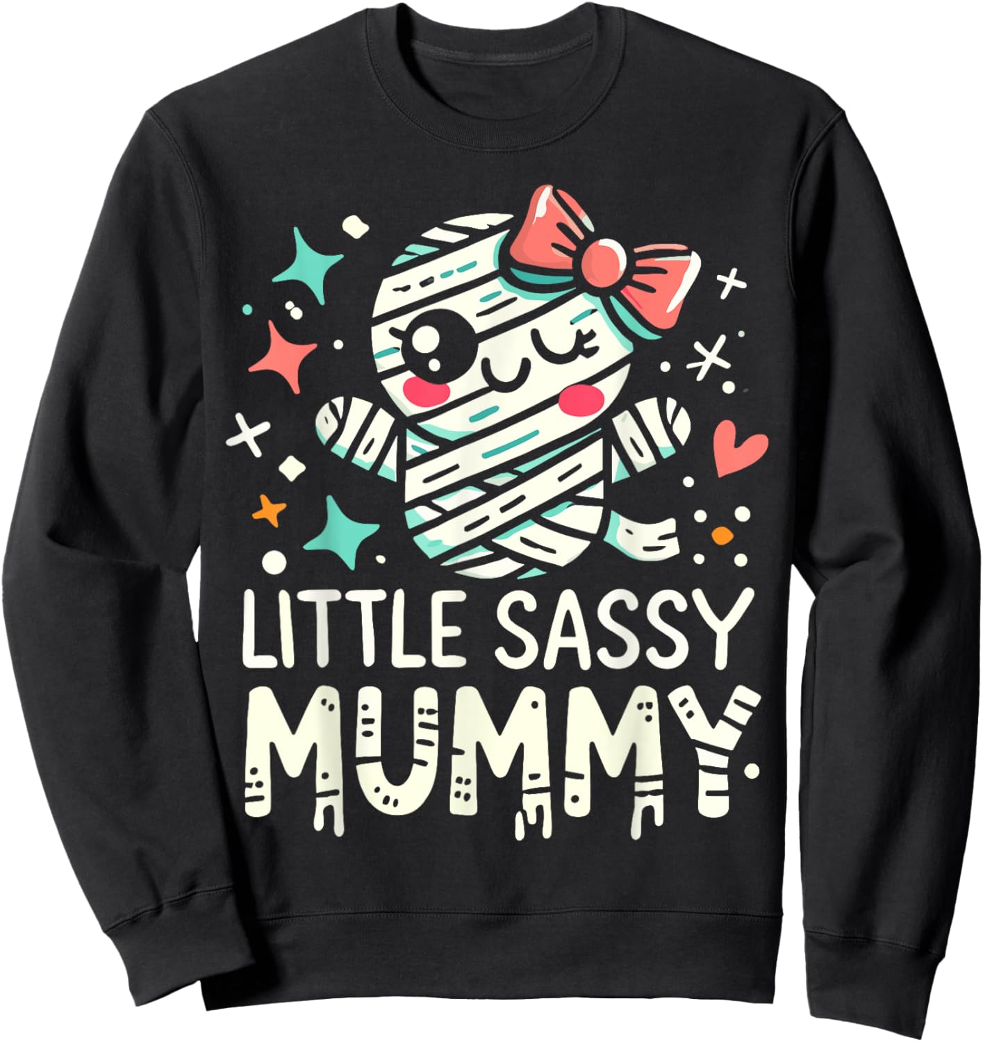 Kids Little Sassy Mummy Girl Cute Mummy Halloween Decor Sweatshirt - Sweatshirt | Black