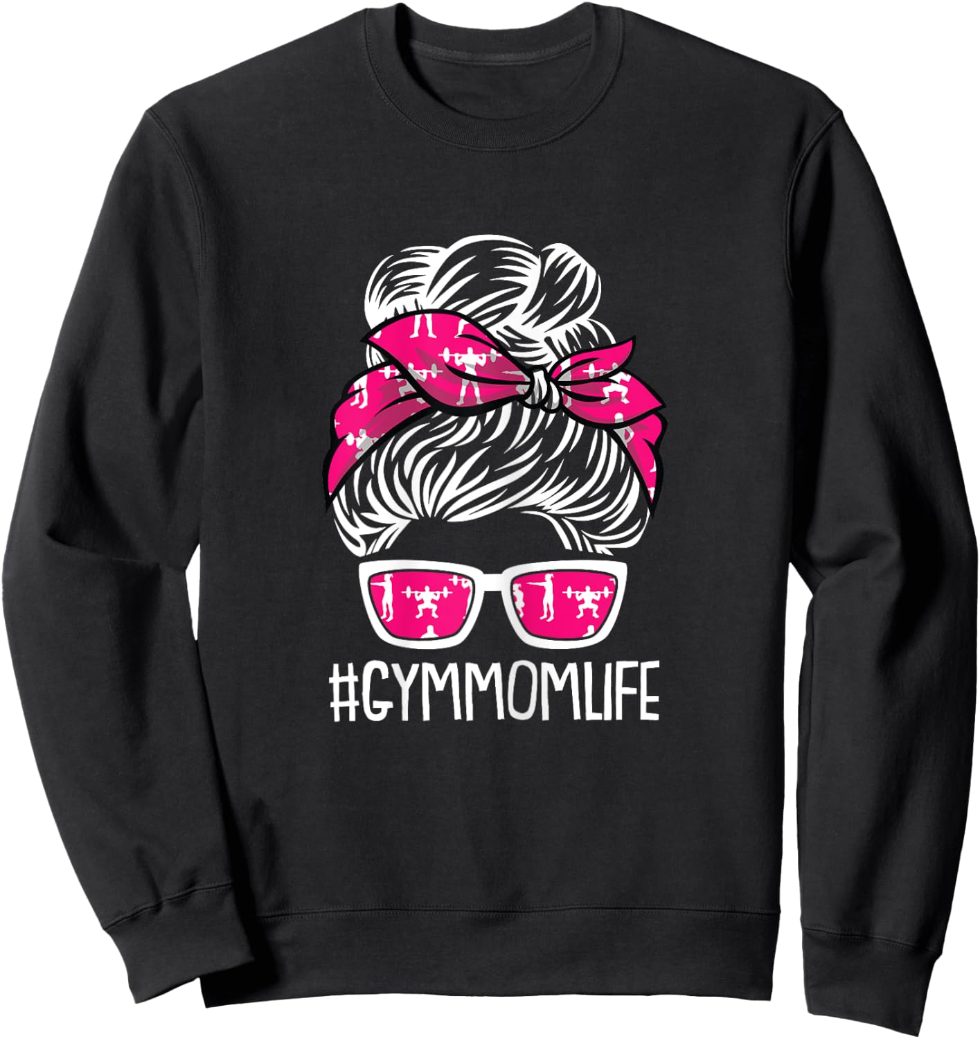 Gym Mom Life Mothers Day Fitness Workout Lover Mama Mommy Sweatshirt - Sweatshirt | Black