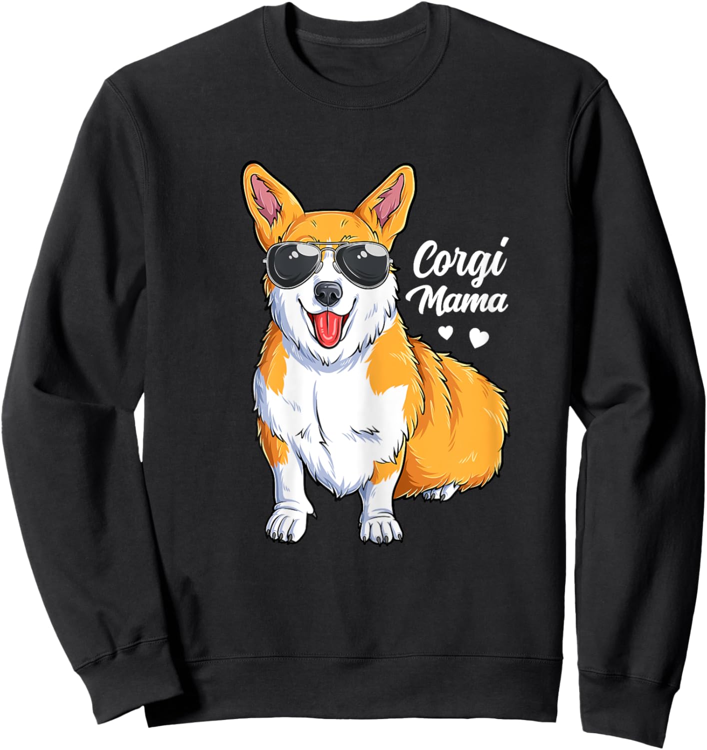 Corgi Mama Girls Women Puppy Dog Lover Mom Sweatshirt - Sweatshirt | Black