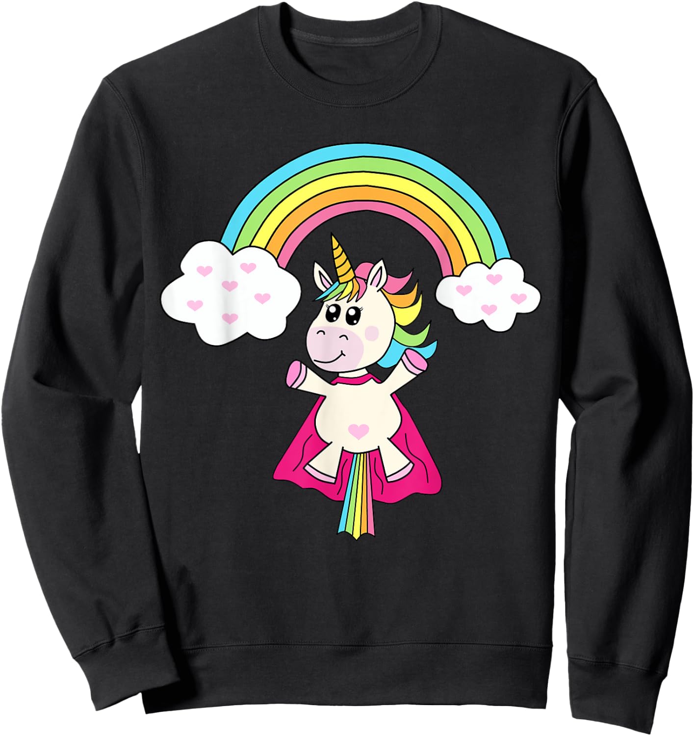 Unicorn Superhero flies to the rainbow Sweatshirt - Sweatshirt | Black