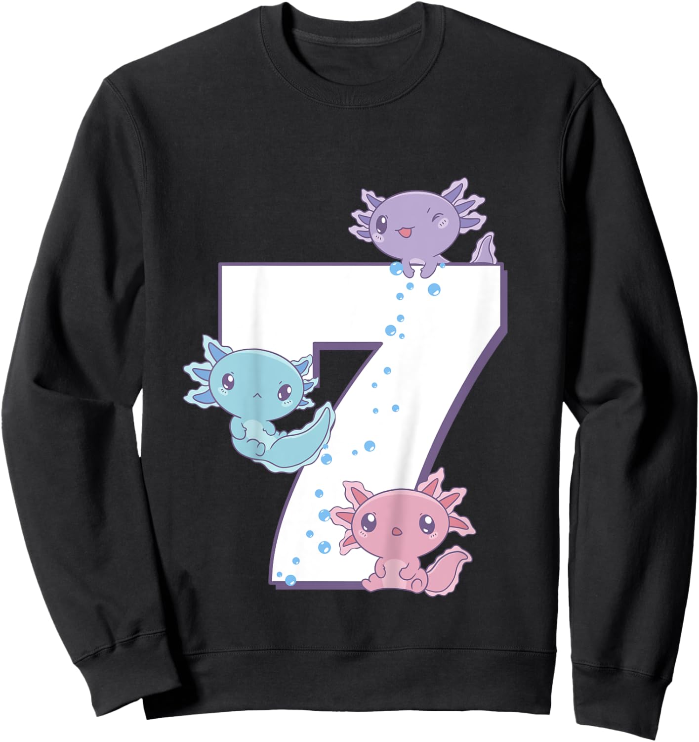 Axolotl 7th Birthday - I'm 7 Daughter Girl's Birthday Party Sweatshirt - Sweatshirt | Black