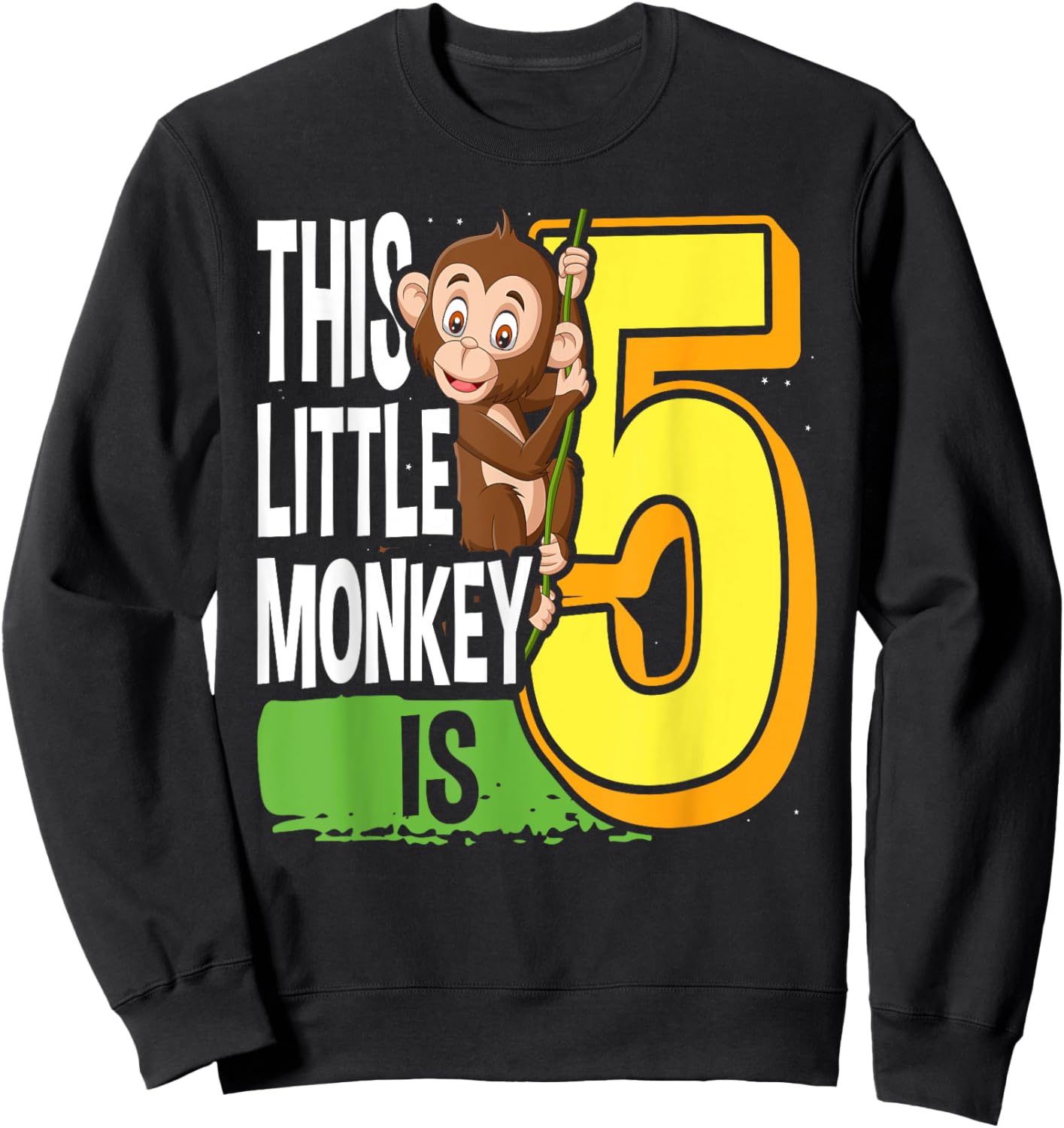 This Little Monkey Is 5 Years Old Kid 5th Birthday Monkeys Sweatshirt - Sweatshirt | Black
