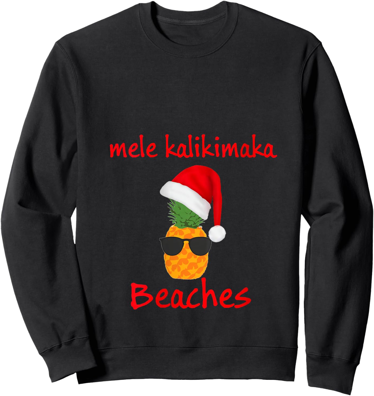 Mele Kalikimaka beaches Sunglasses Merry Hawaiian Christmas V-Neck Sweatshirt - Sweatshirt | Black
