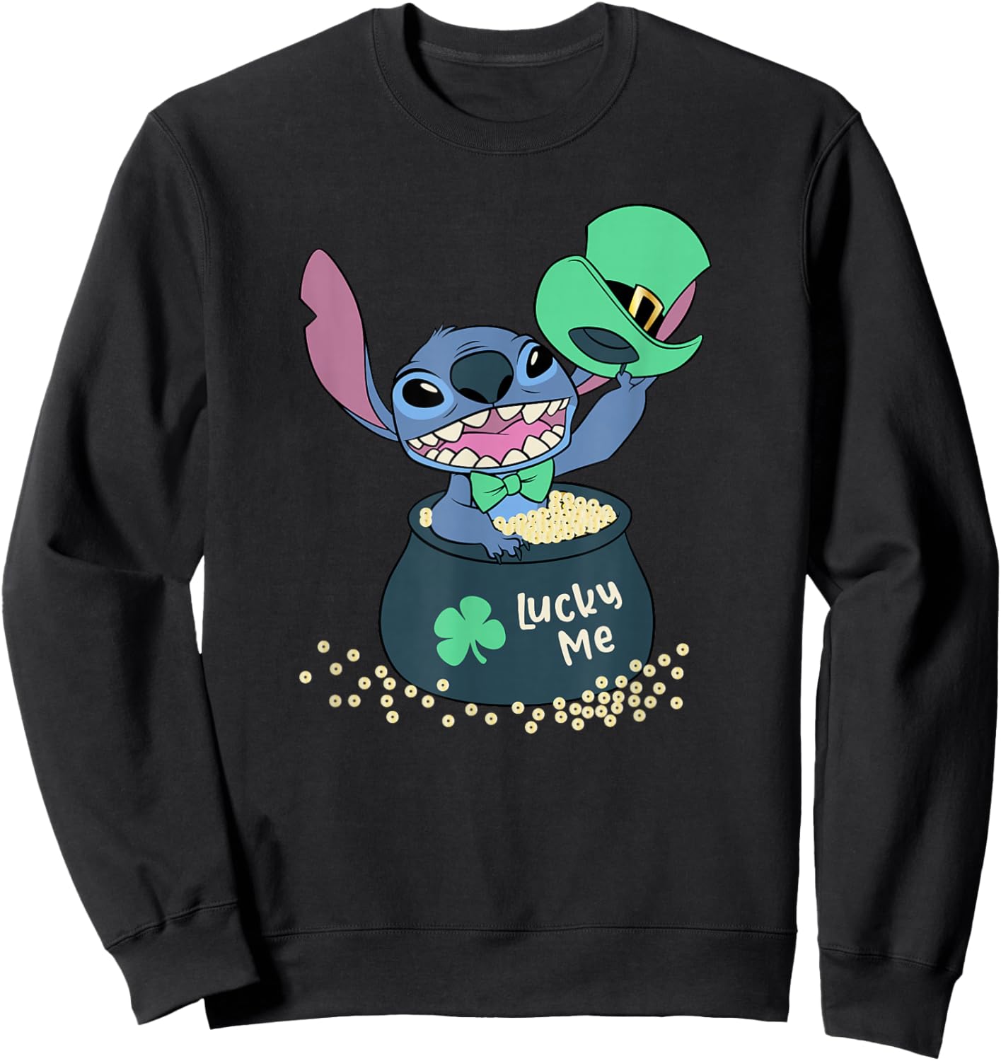 Disney Lilo & Stitch St. Patrick's Day Lucky Me Treasure Sweatshirt - Sweatshirt | Black