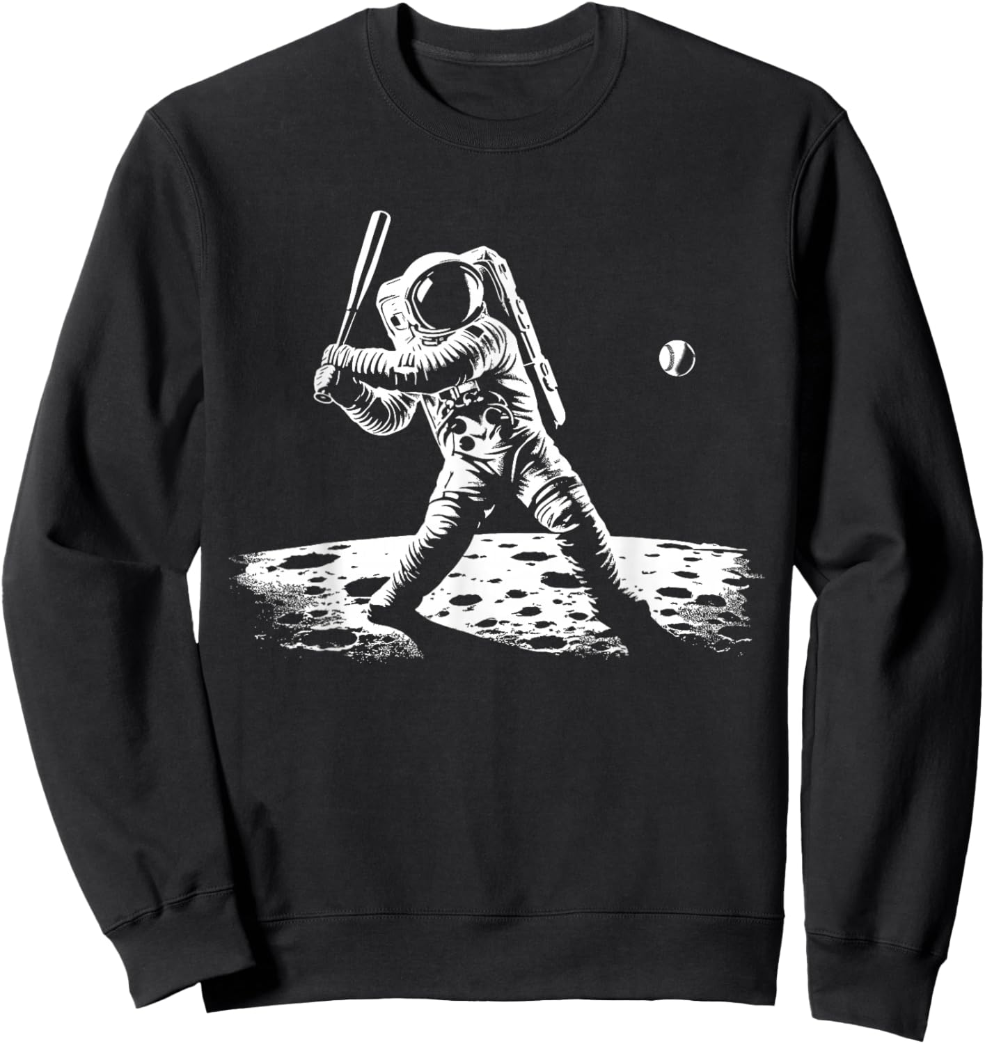 Baseball Novelty Astronaut Men Women Kids Funny Baseball Sweatshirt - Sweatshirt | Black