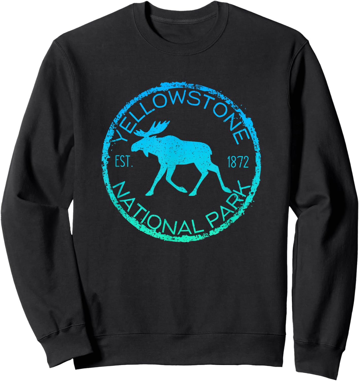 Moose Design Yellowstone National Park Souvenir Hiker's Sweatshirt - Sweatshirt | Black