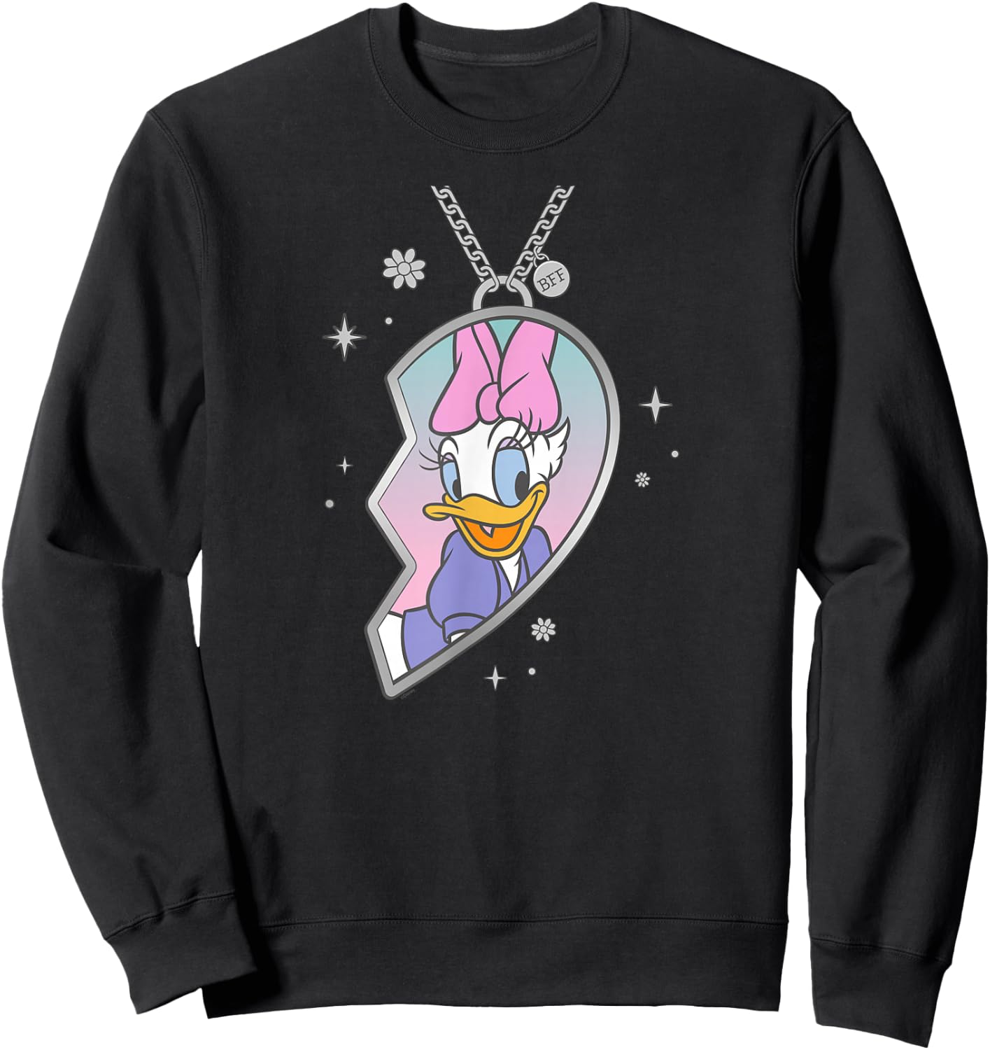 Disney BFF Best Friends Matching Heart Necklace Daisy Duck Sweatshirt - Sweatshirt | Black