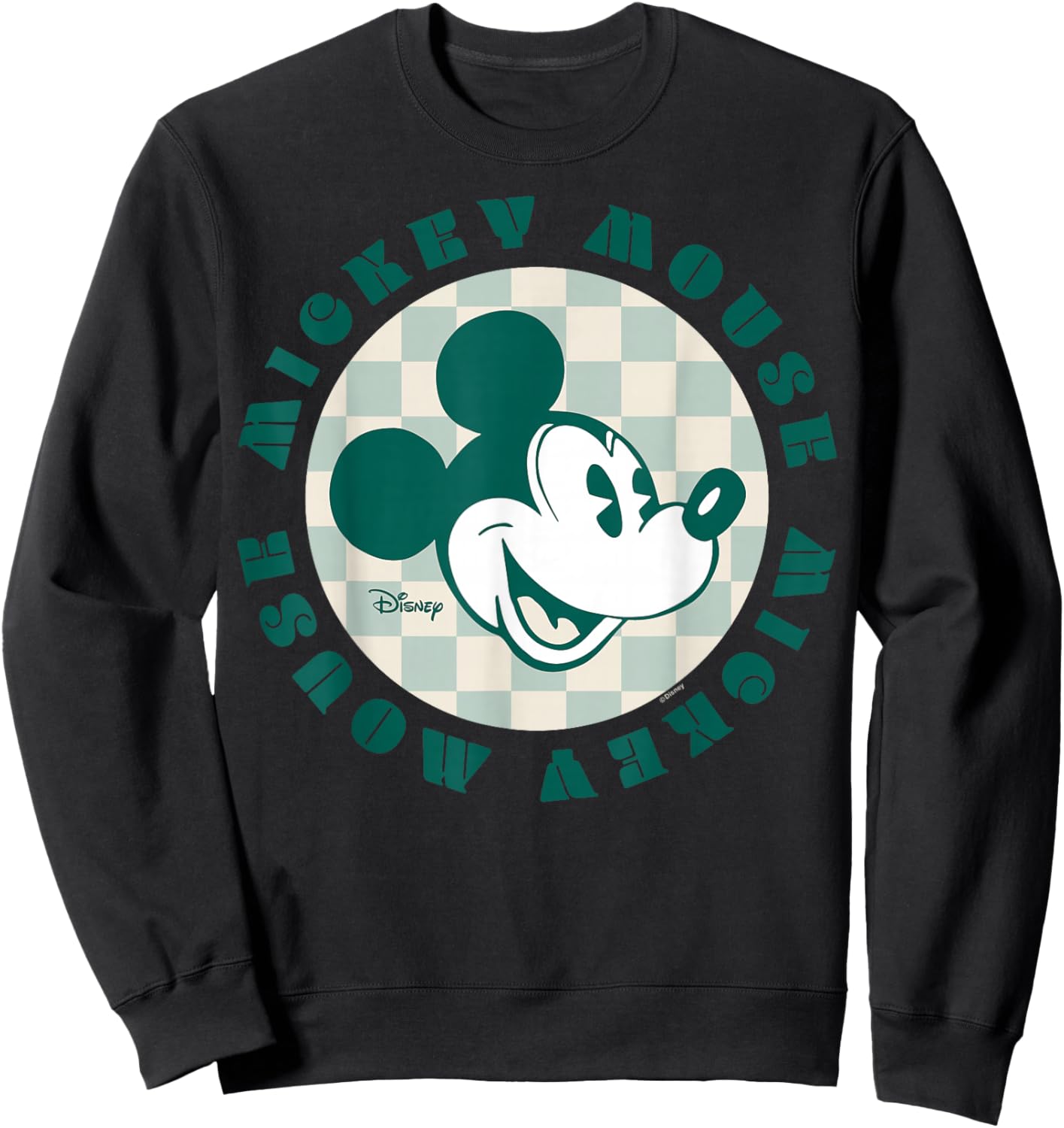Mickey Mouse - Checker Print Sweatshirt - Sweatshirt | Black