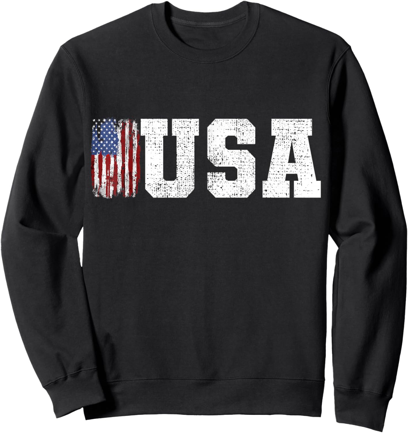 USA Patriotic American US Flag July 4th Men Women Girls Boys Sweatshirt - Sweatshirt | Black