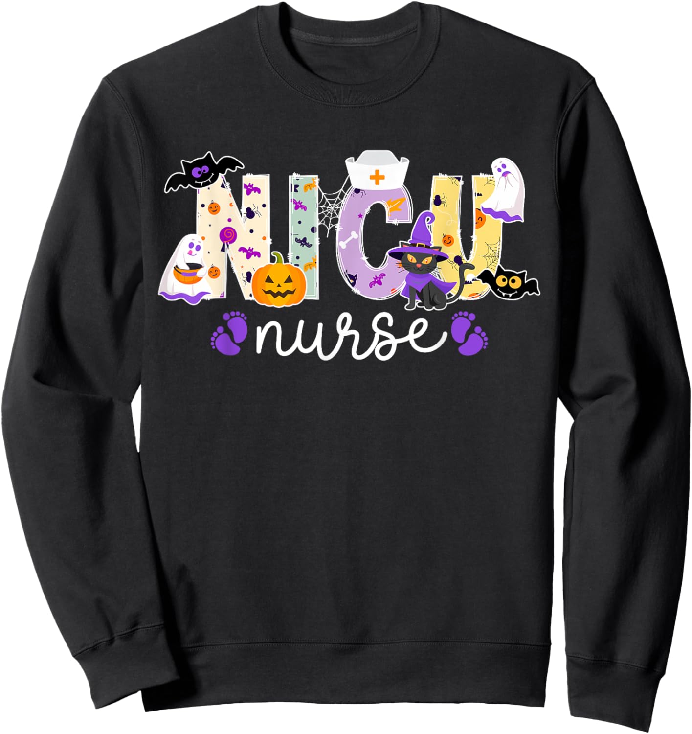 Spooky NICU Nurse Halloween Neonatal Intensive Care Unit Sweatshirt - Sweatshirt | Black