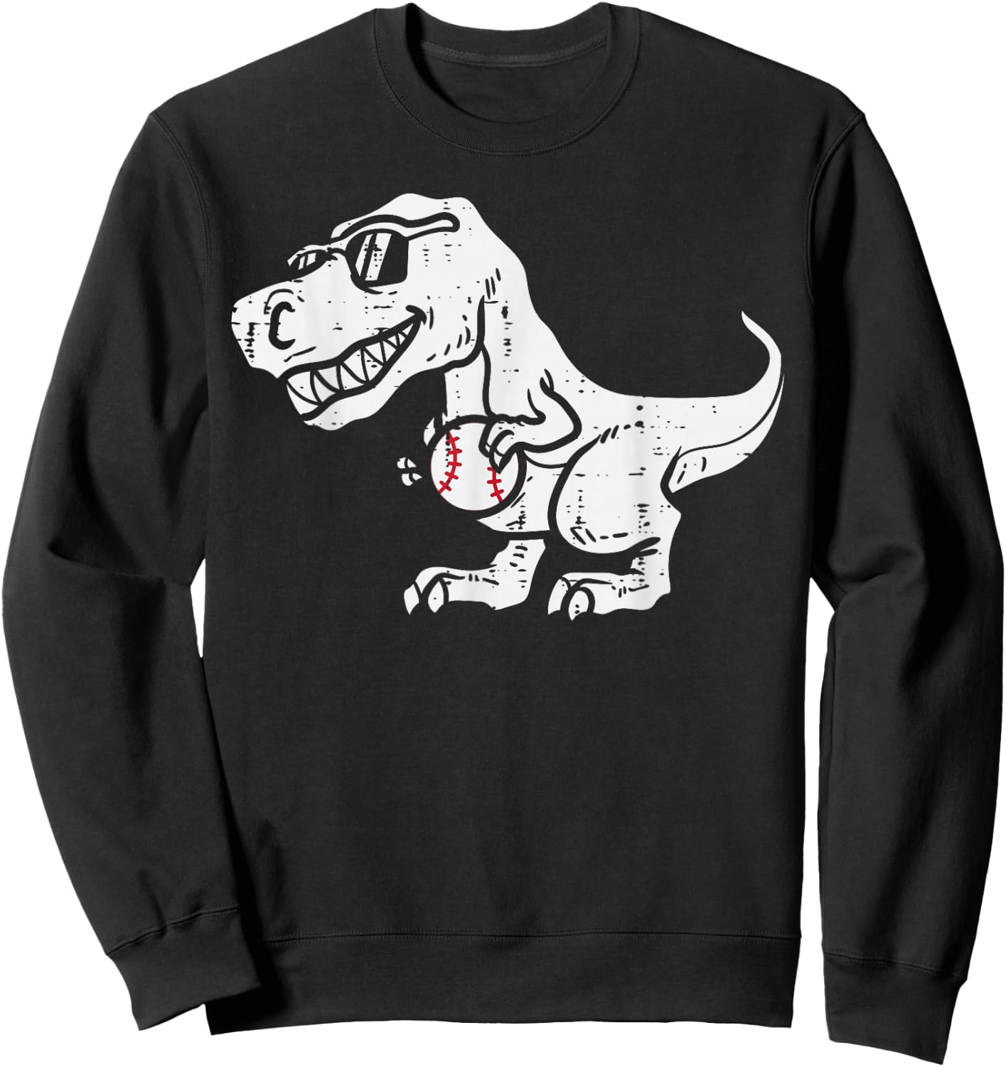 Trex Dinosaur Baseball Cute Sports Catcher Player Kids Boys Sweatshirt - Sweatshirt | Black