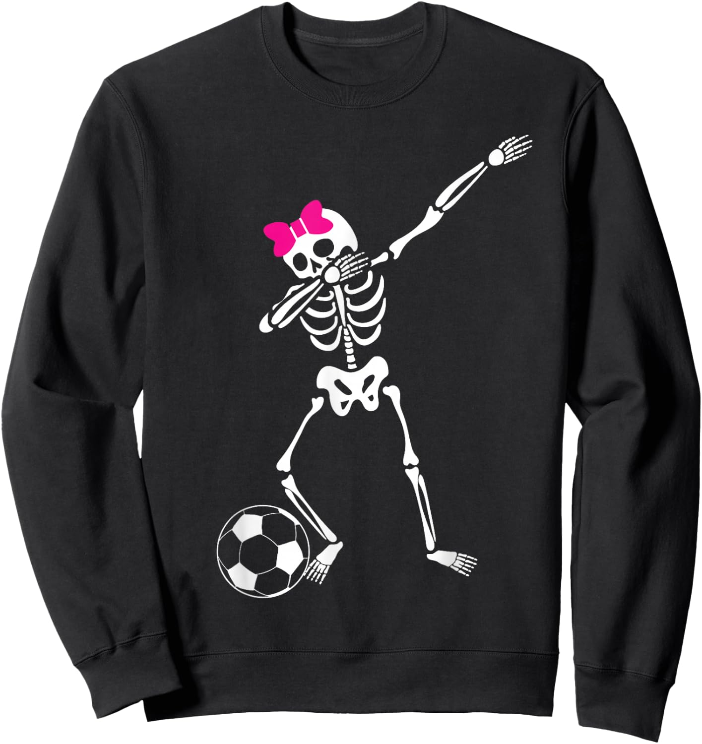Dabbing Skeleton Girl Soccer Halloween Sweatshirt - Sweatshirt | Black
