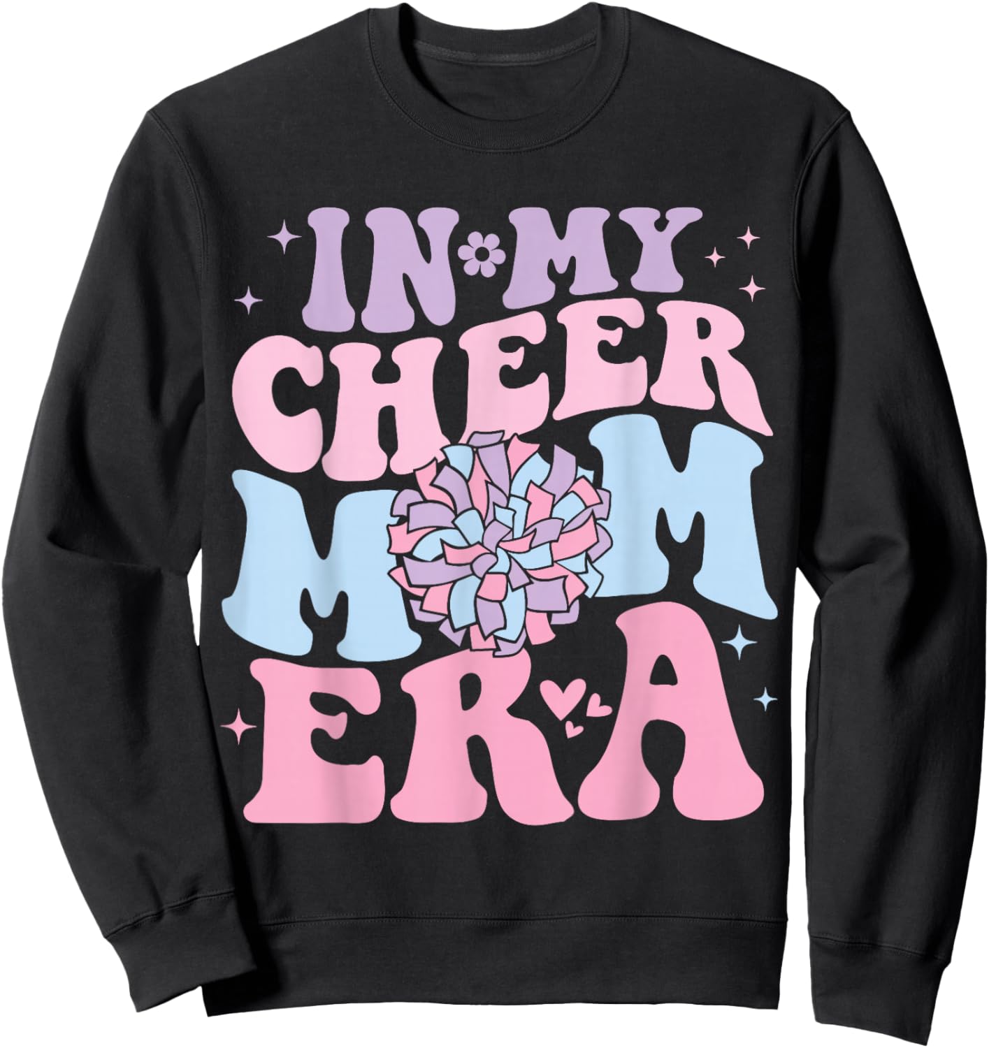 In My Cheer Mom Era Groovy Cheerleading Football Mom Women Sweatshirt - Sweatshirt | Black