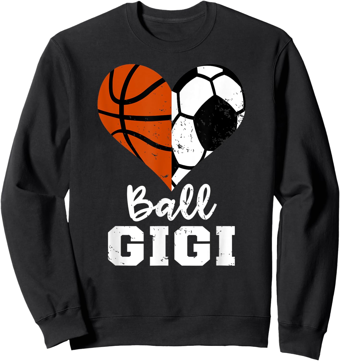 Ball Gigi Funny Soccer Basketball Heart Sweatshirt - Sweatshirt | Black